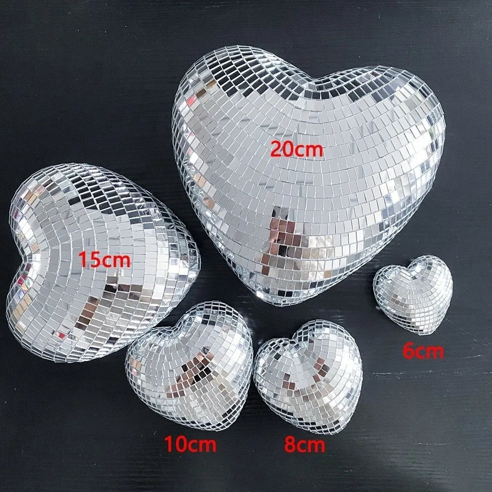 Heart-Shaped Glass Disco Ball Keychain & Party Decoration Party Decoration Nixie