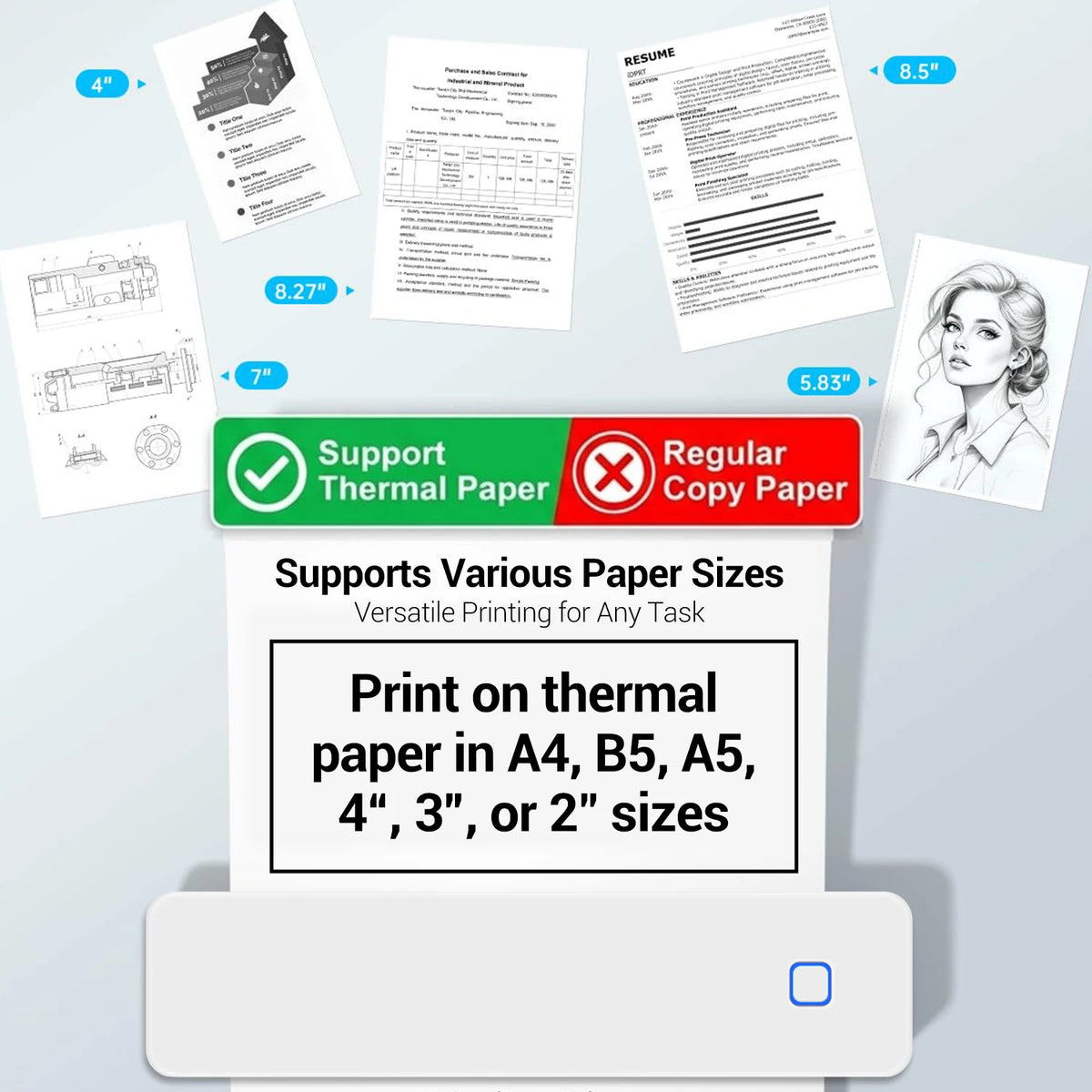 INSTOFC Bluetooth Portable A4 Thermal Printer – Inkless