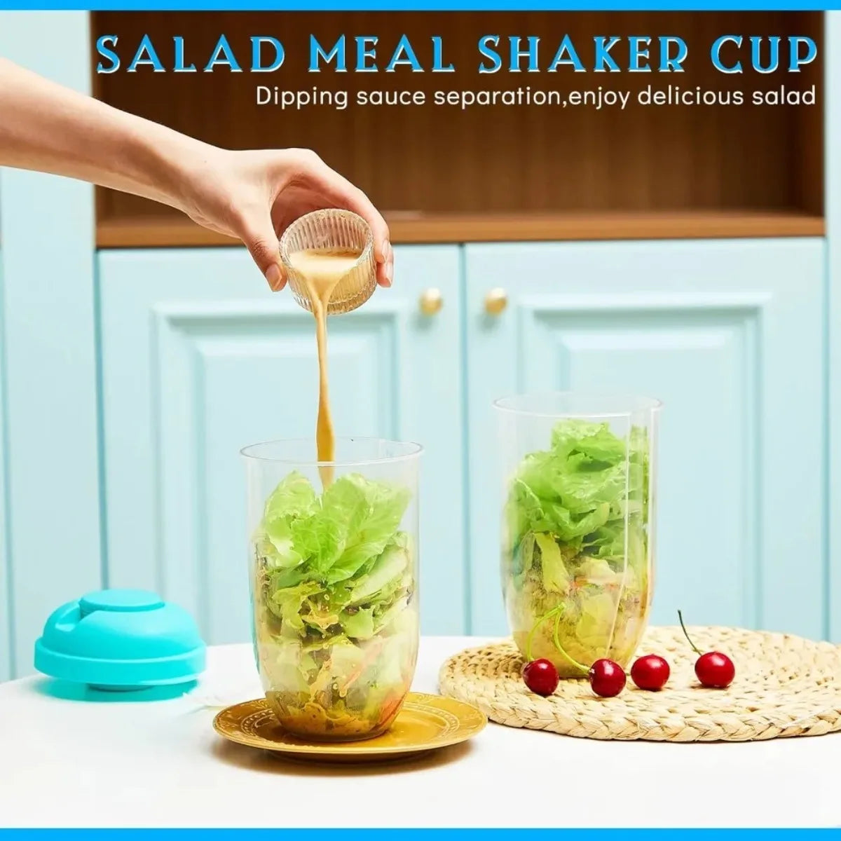 Leak Proof Salad Shaker Cup with Lid & Fork – BPA Free Salad Shaker Container Nixie