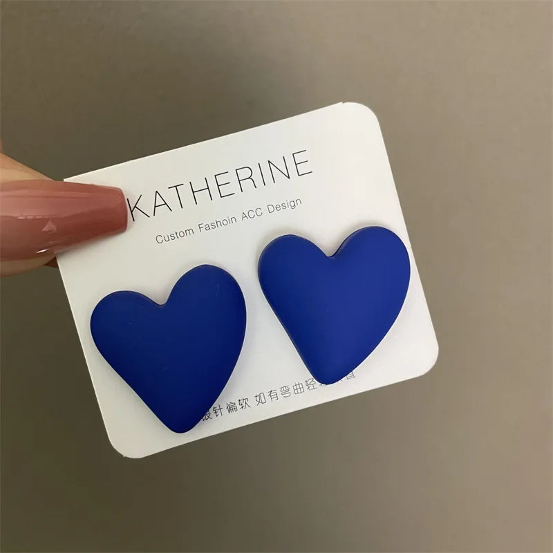 Matte Heart Stud Earrings – Candy Color Acrylic for Women Stud Earrings Nixie