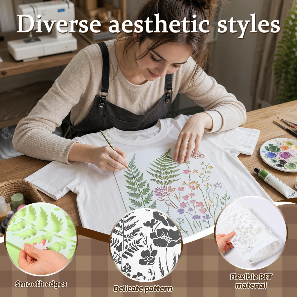 12pc Reusable Wildflower Stencils – DIY Floral Painting Templates Painting Stencil Set Nixie