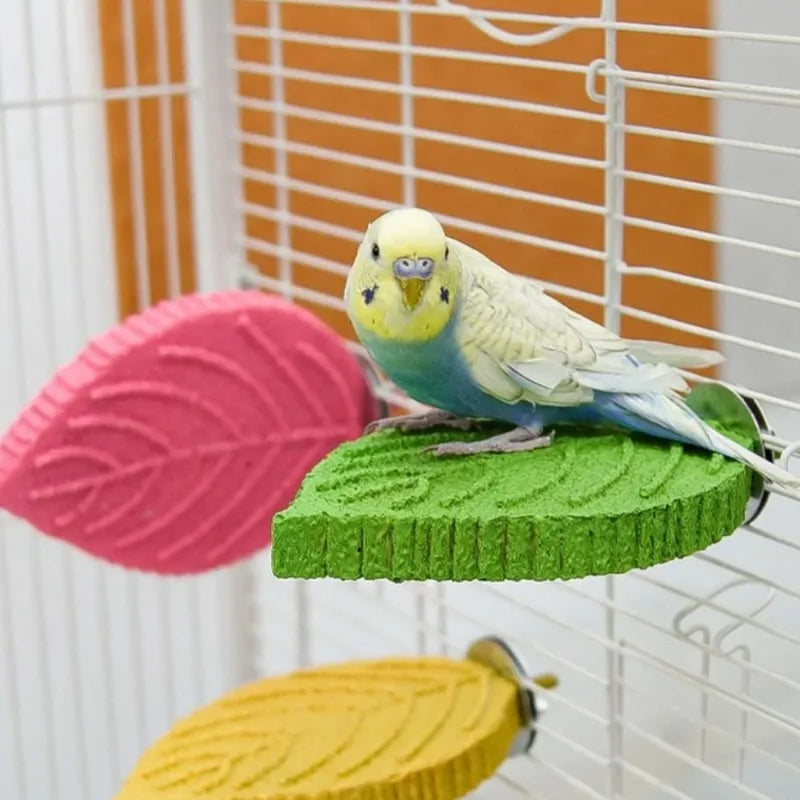 Leaf Shape Parrot Perch Resin Claw Grinding Platform 2pcs