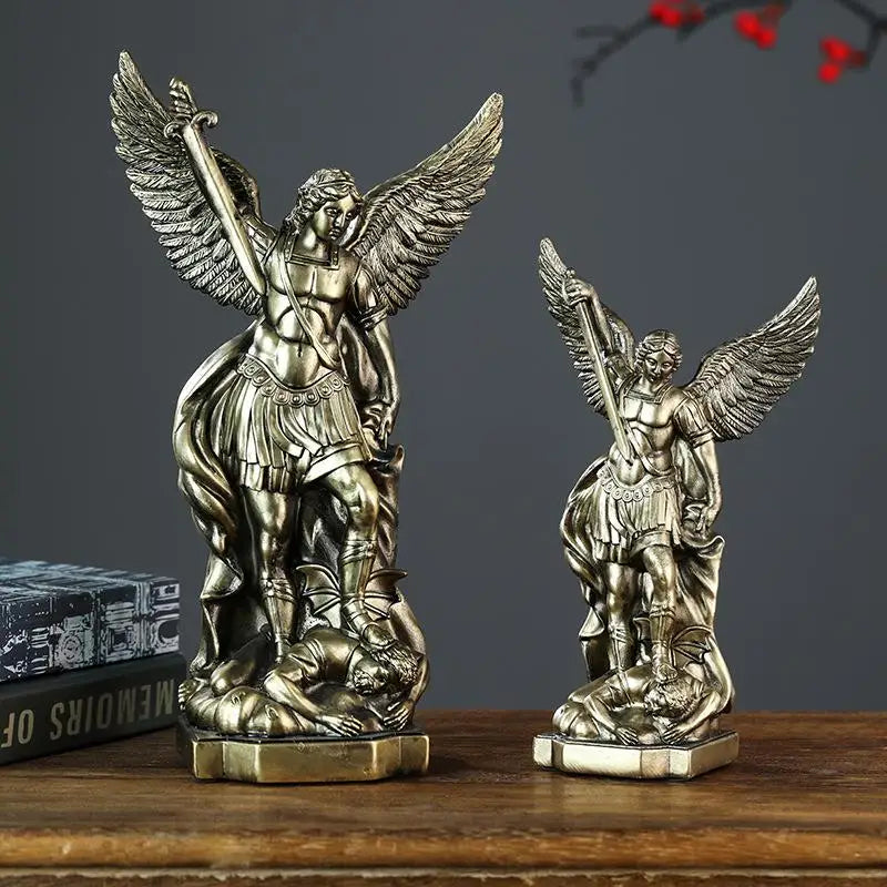 Resin St. Michael Archangel Statue – Catholic Altar Decor Gift Religious Figurine Nixie