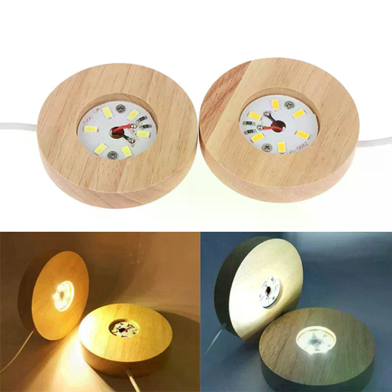 Wooden LED Light Display Base for Crystal Ball & Night Lamp LED Display Base Nixie