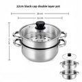 3-Piece Stainless Steel Steamer Pot Set with Glass Lid & Induction