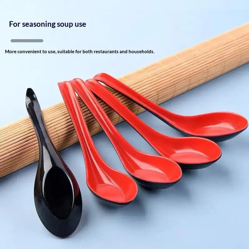 2pcs Japanese Ramen Soup Spoons Long Handle Melamine Drop-Resistant Soup Spoons Nixie