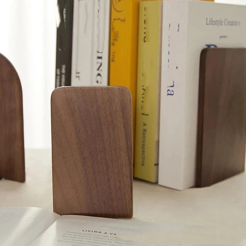 Walnut Wood Bookend Desktop Book Stand – Home Office Organizer Desktop Book Stand Nixie