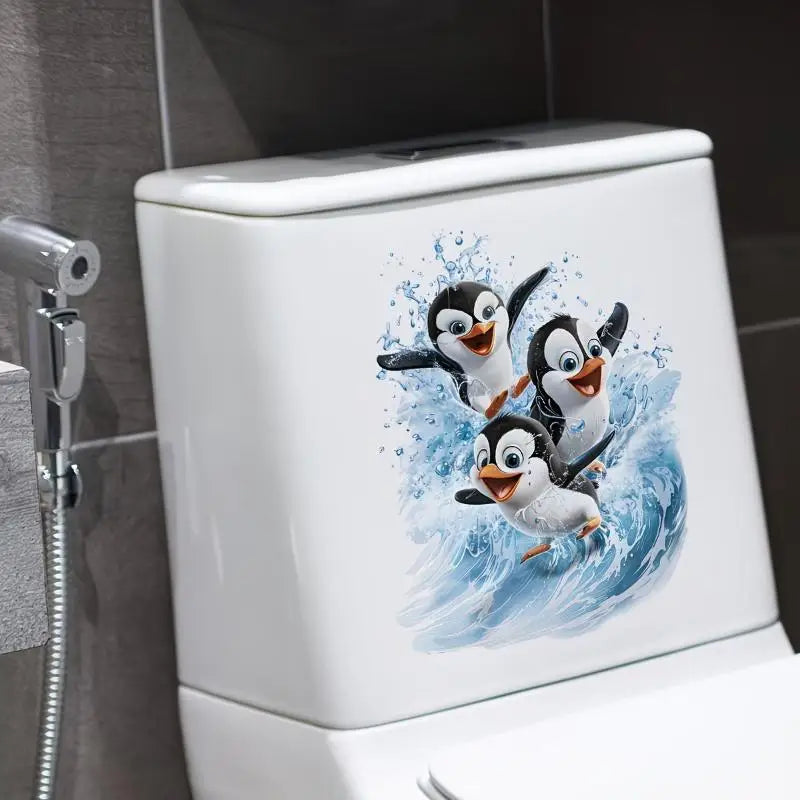 Cute Penguin Toilet Sticker – Waterproof Bathroom Decal Bathroom Wall Sticker Nixie
