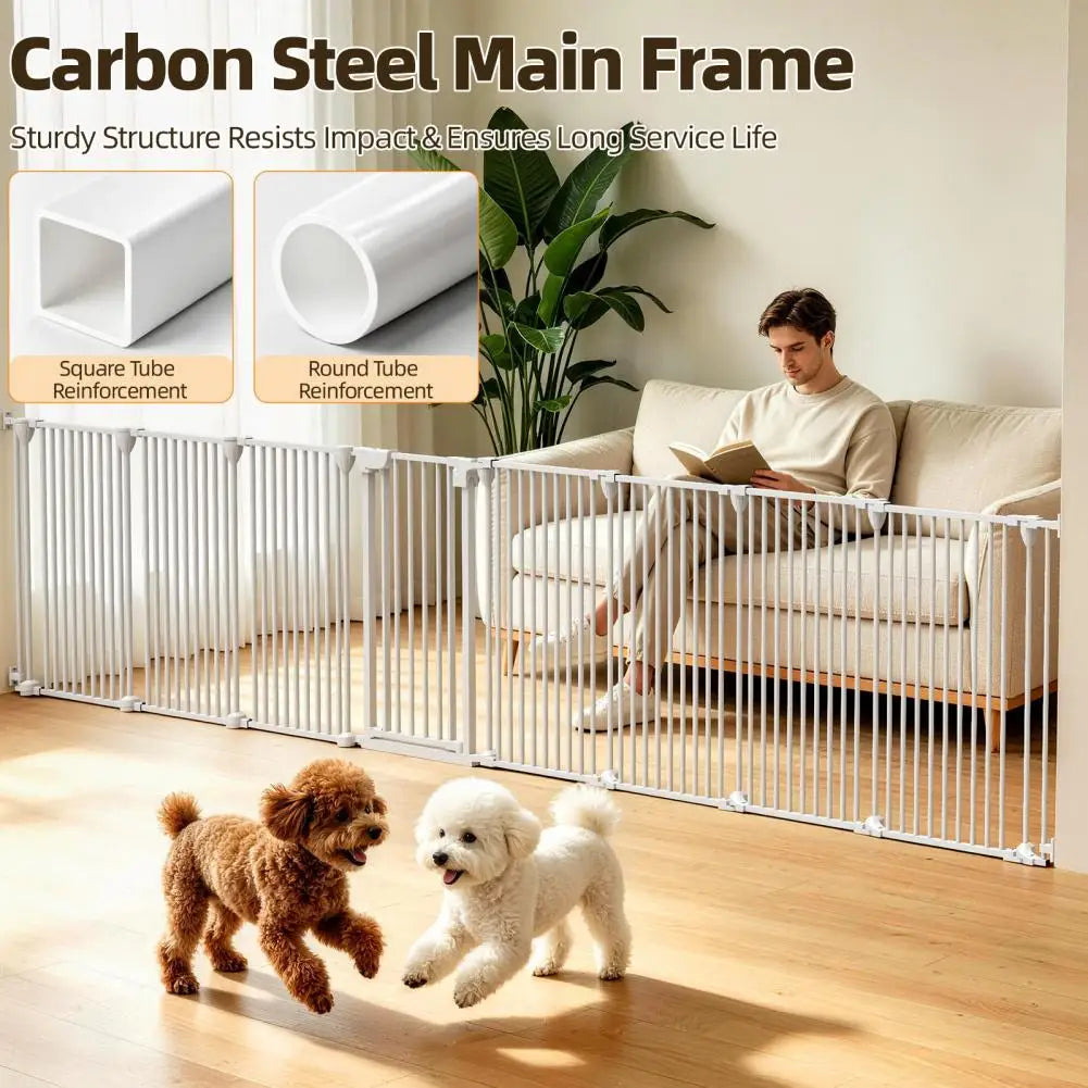 Extra Wide Pet Safety Gate Foldable Playpen Auto-Close Door