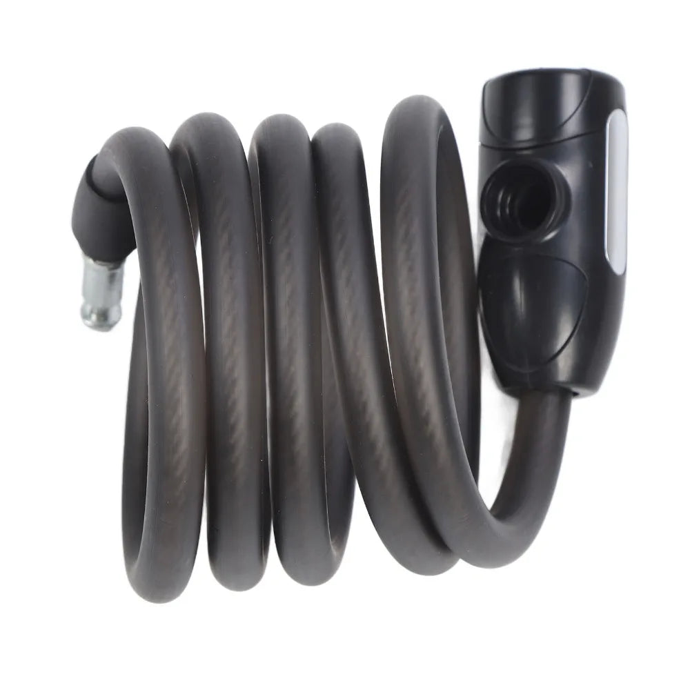Coiled Bike Cable Lock PVC & Steel, Matte Black, 2 Keys – 4.9ft Bike Cable Lock Nixie