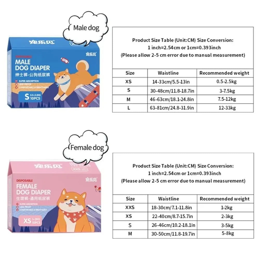 Disposable Dog Diapers Male & Female – Super Absorbent 10pk