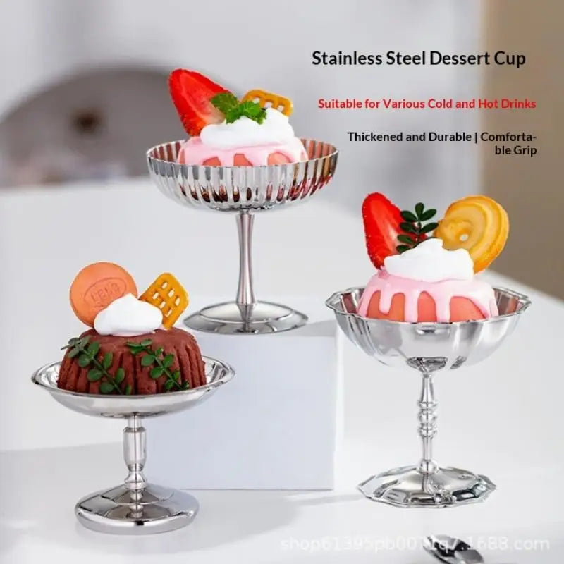 Stainless Steel Ice Cream Goblet Retro Dessert Cup | Nixie Dessert Goblet Cup Nixie