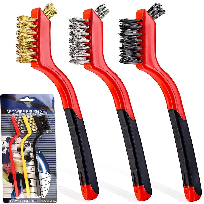 7" Stainless Steel & Brass Wire Brush Set – 3-Piece Cleaning Kit Wire Brush Set Nixie