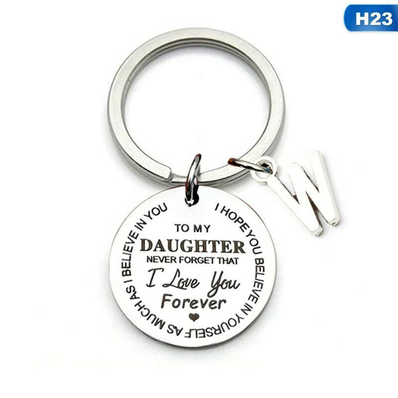 To My Daughter Letter Keychain – Stainless Steel Gift Keyring Letter Keychain Nixie