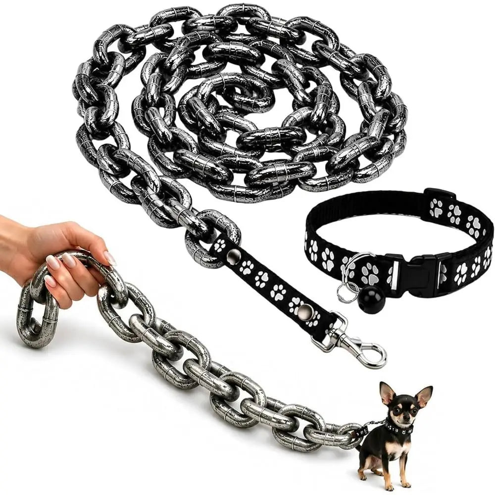 Faux Metal Chain Dog Leash | Novelty Photo Prop Pet Lead Novelty Dog Leash Nixie