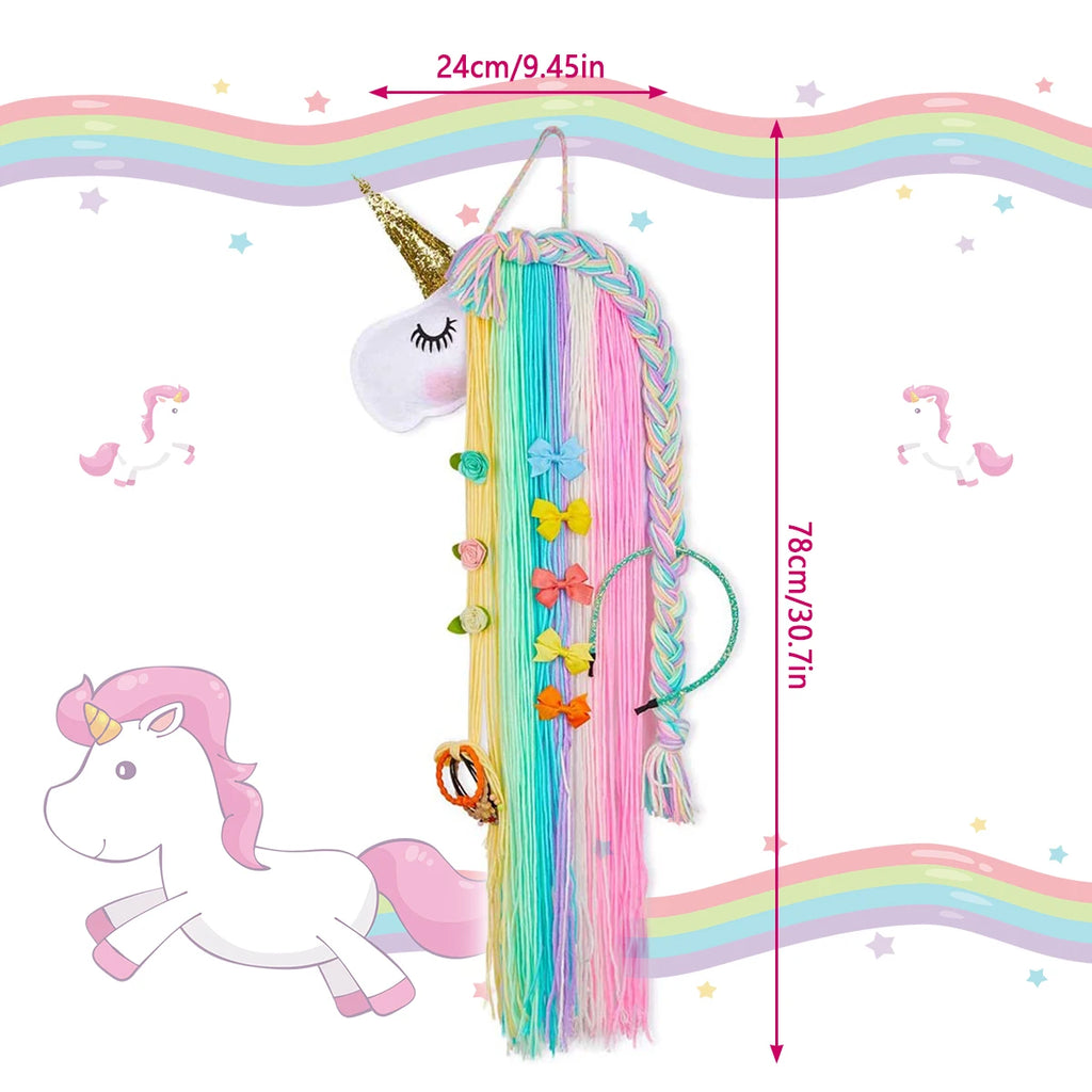 Rainbow Unicorn Hair Clip Organizer Wall Hanging for Girls Hair Accessory Organizer Nixie