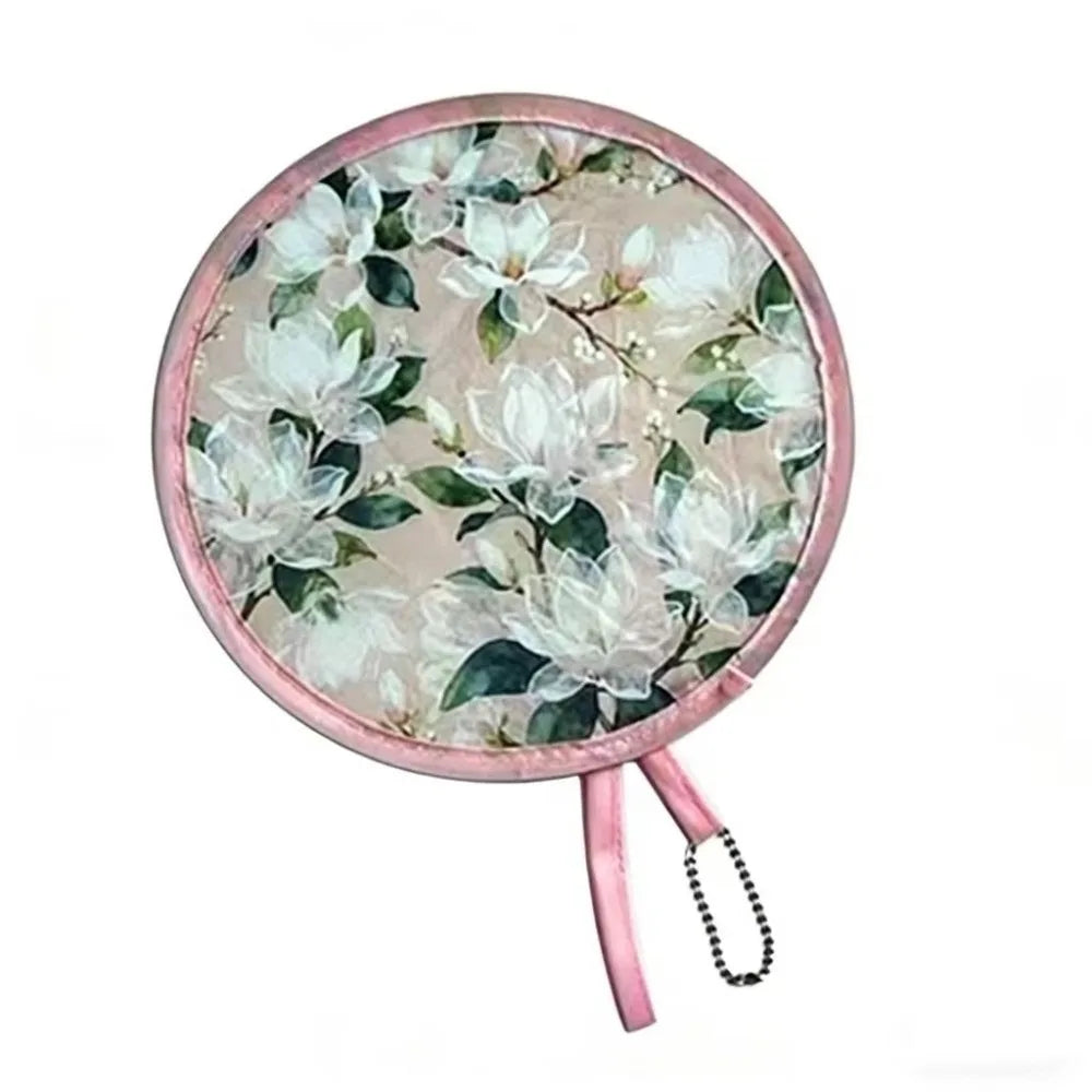 Round Foldable Handheld Fan with Storage Bag – 8 Styles