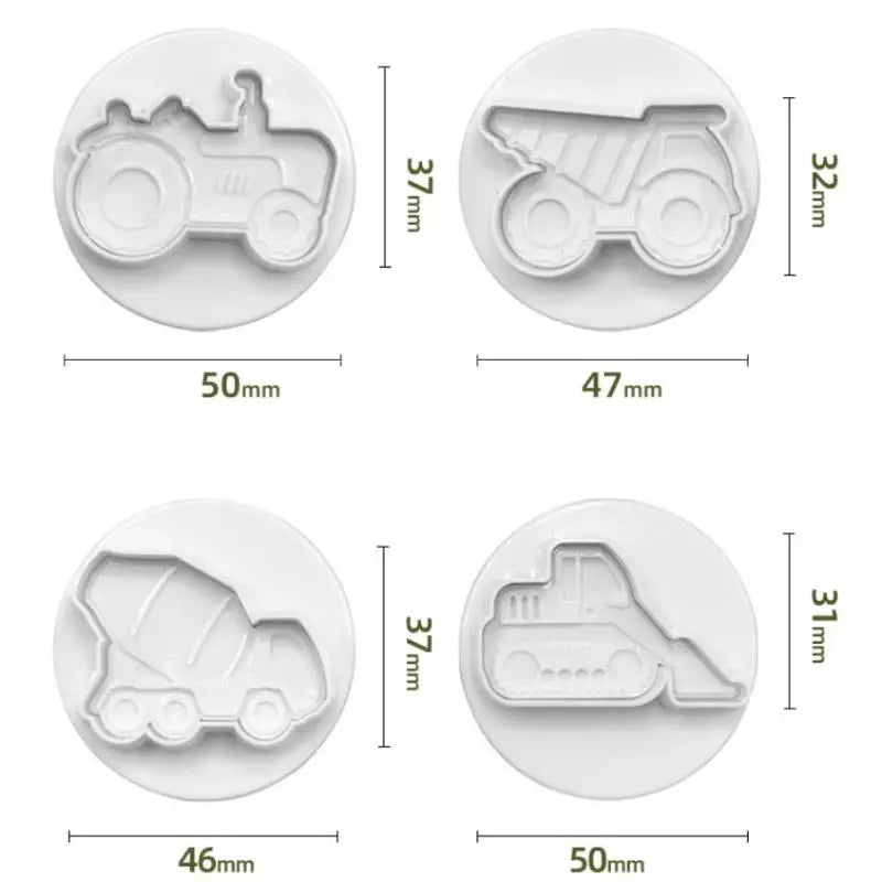 4pcs 3D Vehicle Cookie Cutters – Car, Plane & Train Molds Cookie Cutter Set Nixie onesize