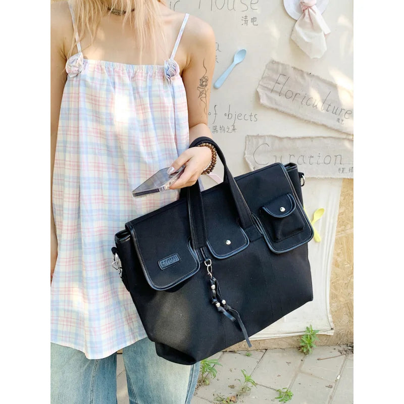 Nixie Large Canvas Tote Bag – Women's Shoulder Crossbody Bag Canvas Tote Bag Nixie