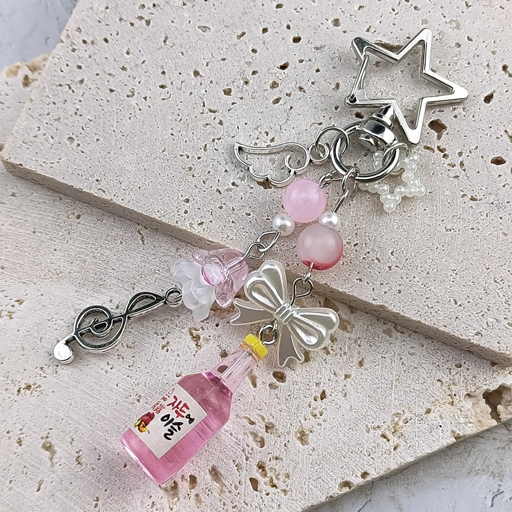 Acrylic Cute Keychain – Heart, Star, Mushroom & Cherry Blossom Fashion Keychain Nixie Pink