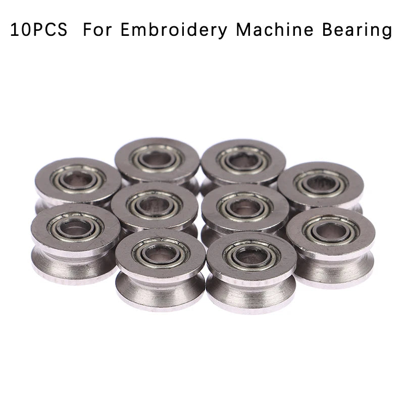 10Pcs V Groove Sealed Ball Bearing Guide Track Roller Bearings Guide Track Bearing Nixie Silver