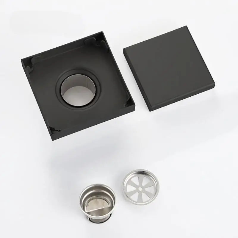 Stainless Steel 304 Invisible Shower Floor Drain 100x100mm Shower Floor Drain Nixie Black