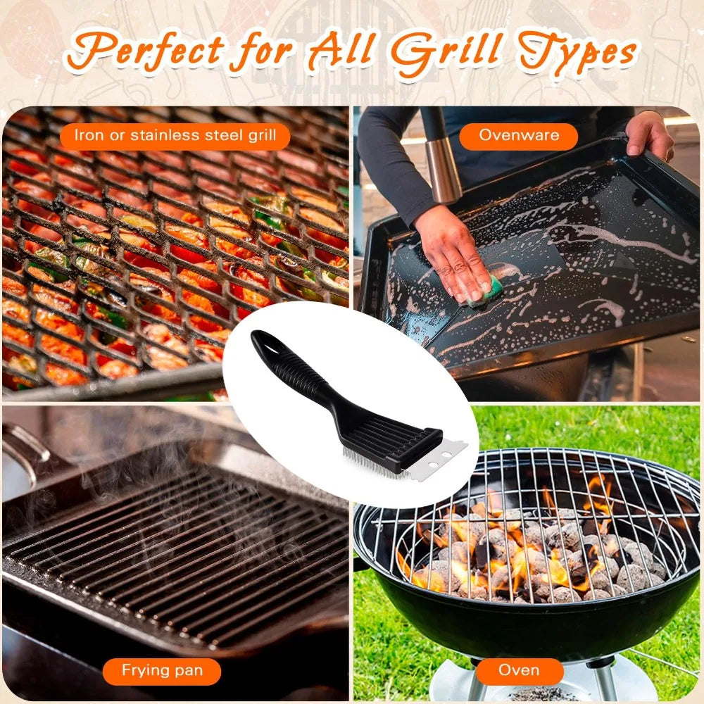 BBQ Grill Brush & Scraper – Stainless Steel Wire Cleaner BBQ Grill Brush Nixie