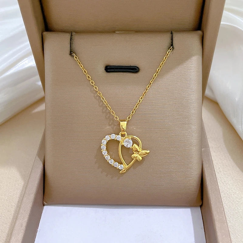 Heart Pendant Necklace | Gold Stainless Steel Choker for Women Pendant Necklace Nixie