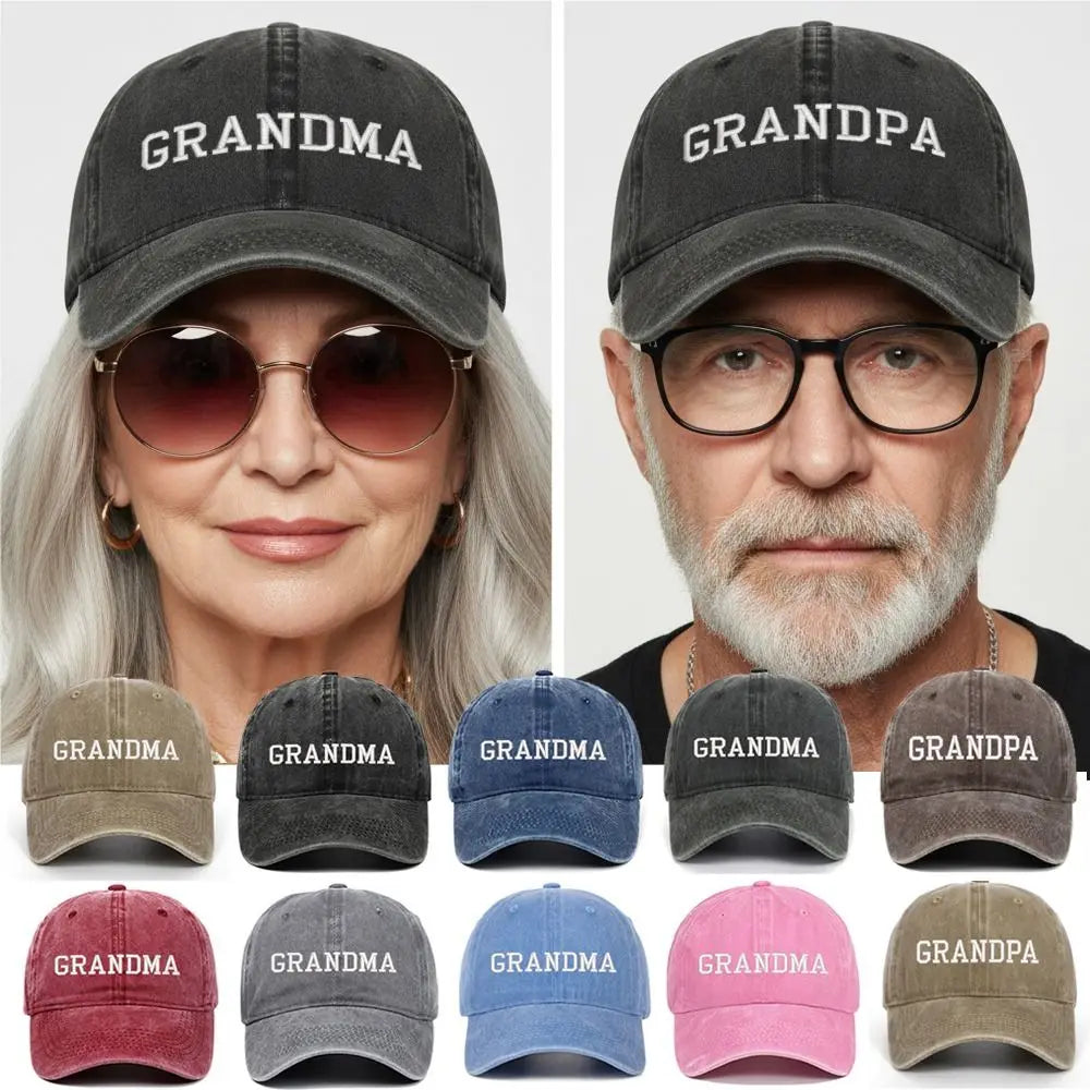 Grandpa Grandma Embroidered Baseball Cap – Vintage Cotton Hat Embroidered Baseball Cap Nixie
