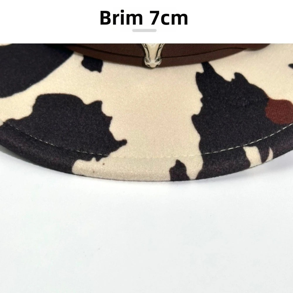 Wide Brim Cow Print Western Cowboy Hat – UV Protection Western Cowboy Hat Nixie