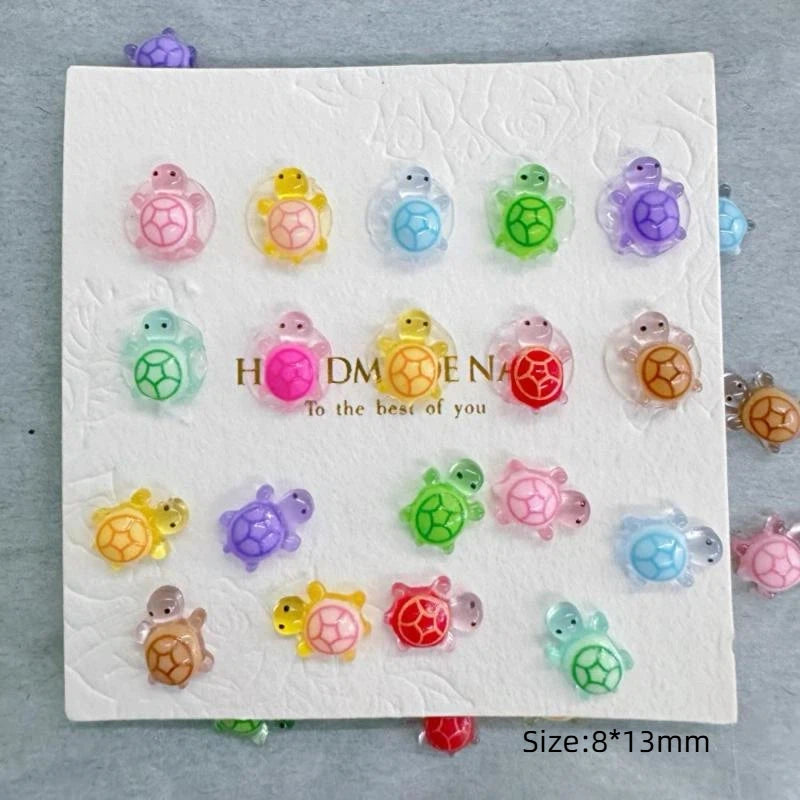 100Pcs Glow in the Dark 3D Turtle Nail Art Charms | Resin Nail Art Charms Nixie 8X13mm