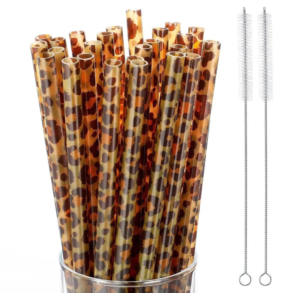 Leopard Print Reusable Drinking Straws – 10/20 Pack | PP