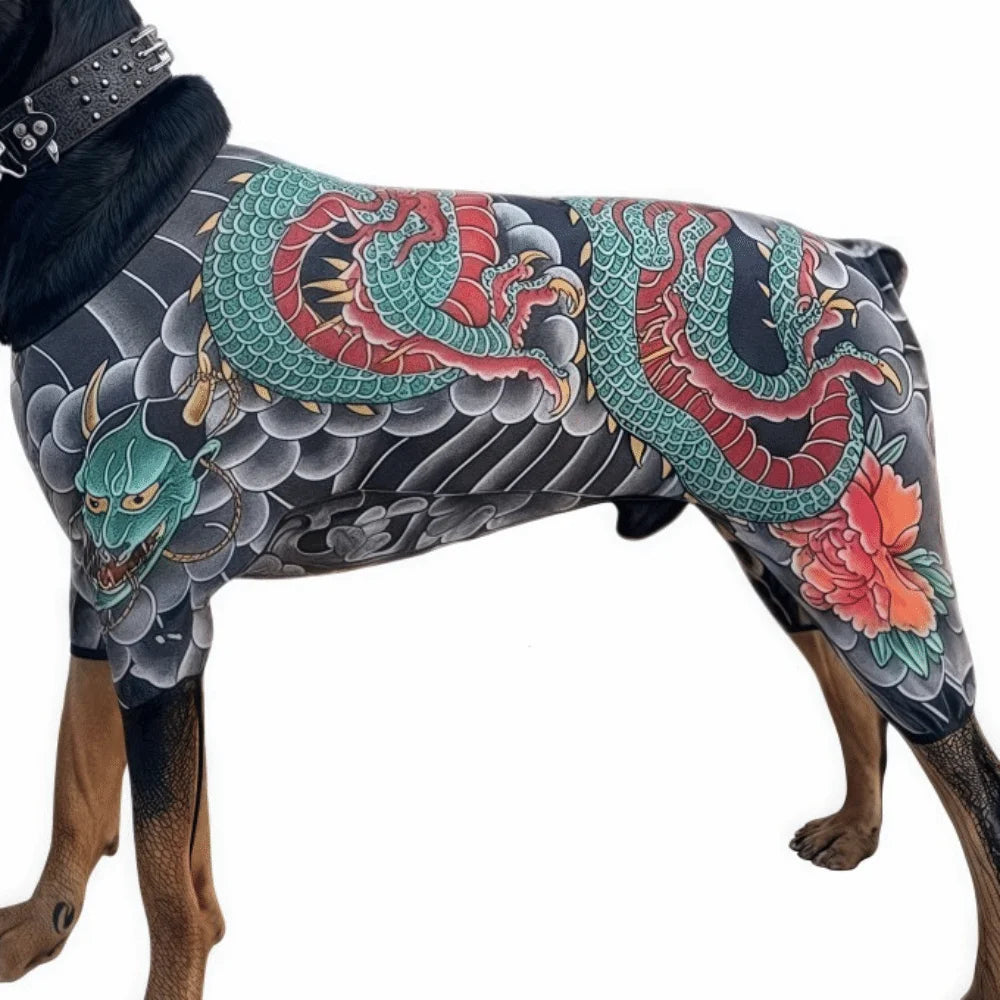 Funny Tattoo Vest for Dogs & Cats – Sizes S to 6XL Pet Costume Vest Nixie Black-10XL
