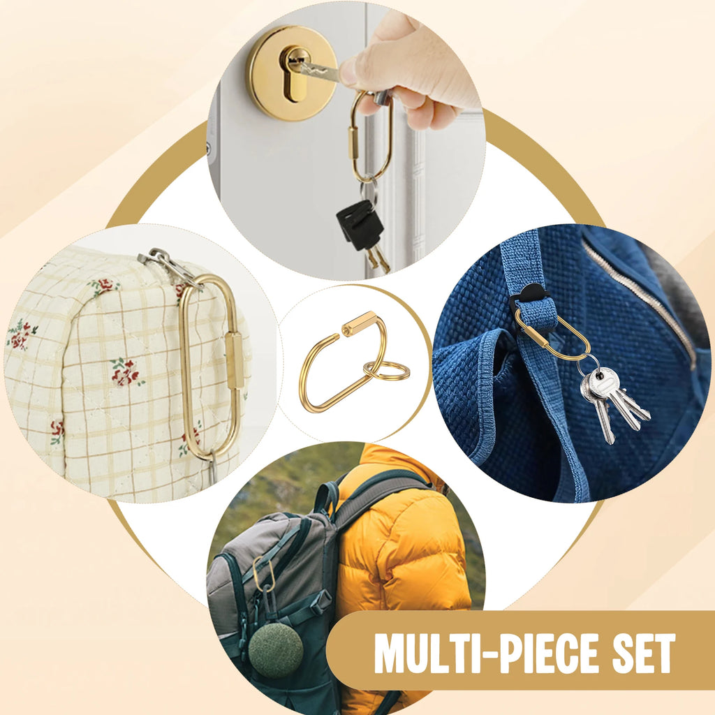Gold Brass Screw Lock Key Rings & Carabiner Clips | Nixie Brass Key Ring Set Nixie