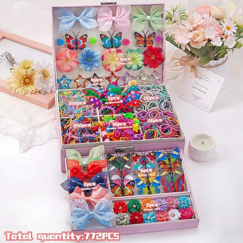 772-Piece Kids Hair Accessories Set – Clips, Bows & Bands Kids Hair Accessories Nixie 772PCS-No box
