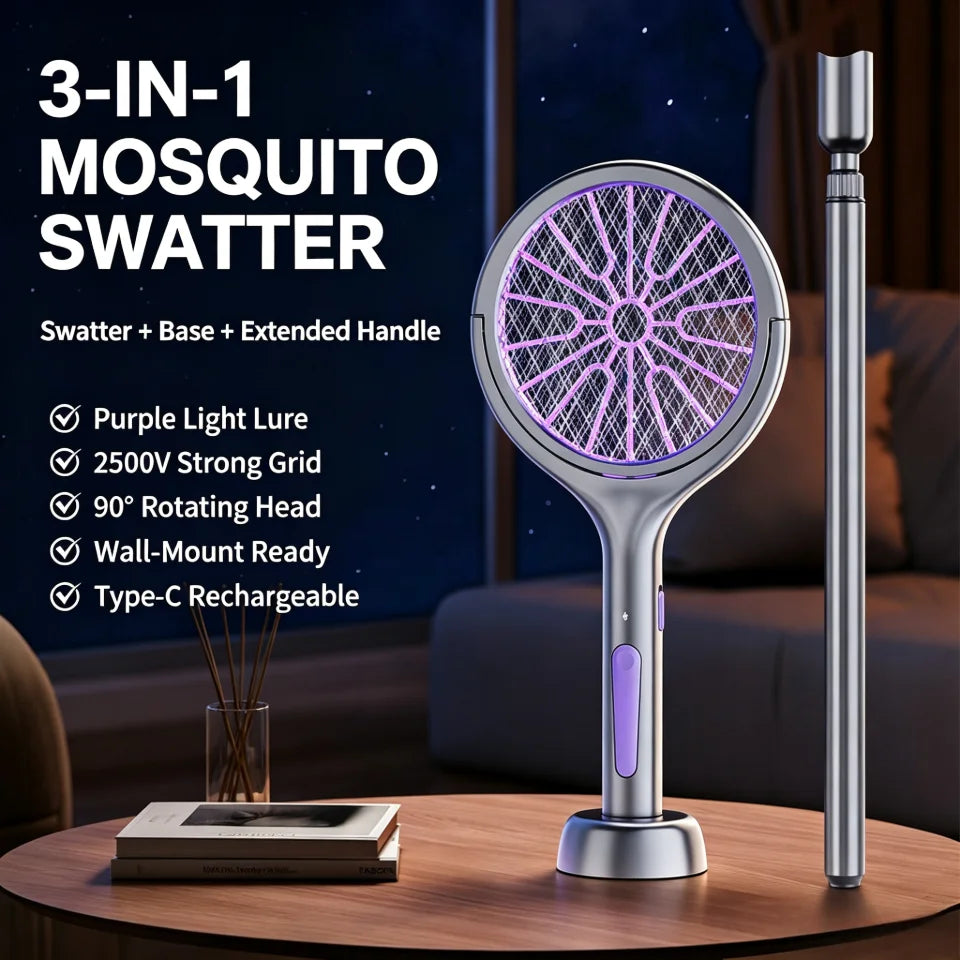 USB Rechargeable Electric Fly Swatter Foldable Bug Zapper Electric Fly Swatter Nixie