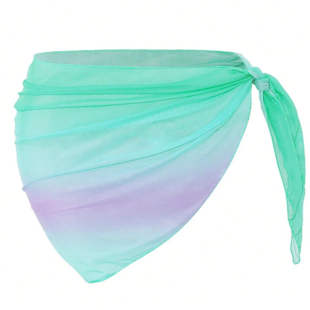 Chiffon Beach Dress Swimsuit Cover-Up Sheer Quick-Dry Shawl Swimsuit Cover-Up Nixie Blue One Size