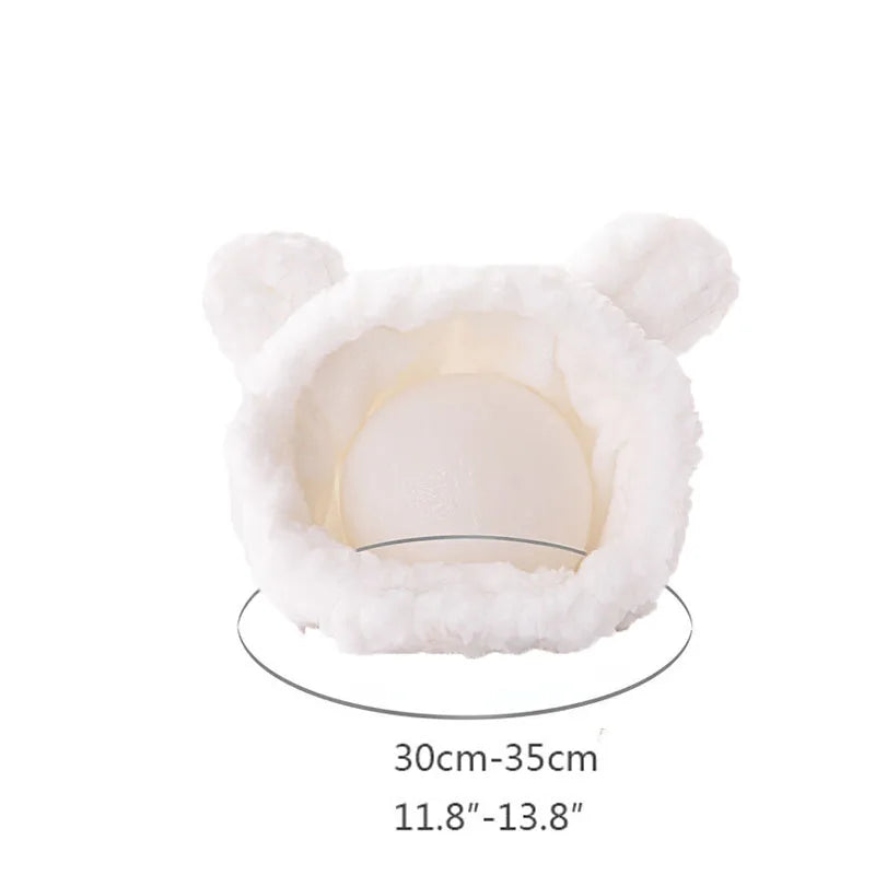 Cute Bear Rabbit Hooded Pet Hat – Soft Fleece Cat & Dog Cosplay Pet Costume Hat Nixie white bear