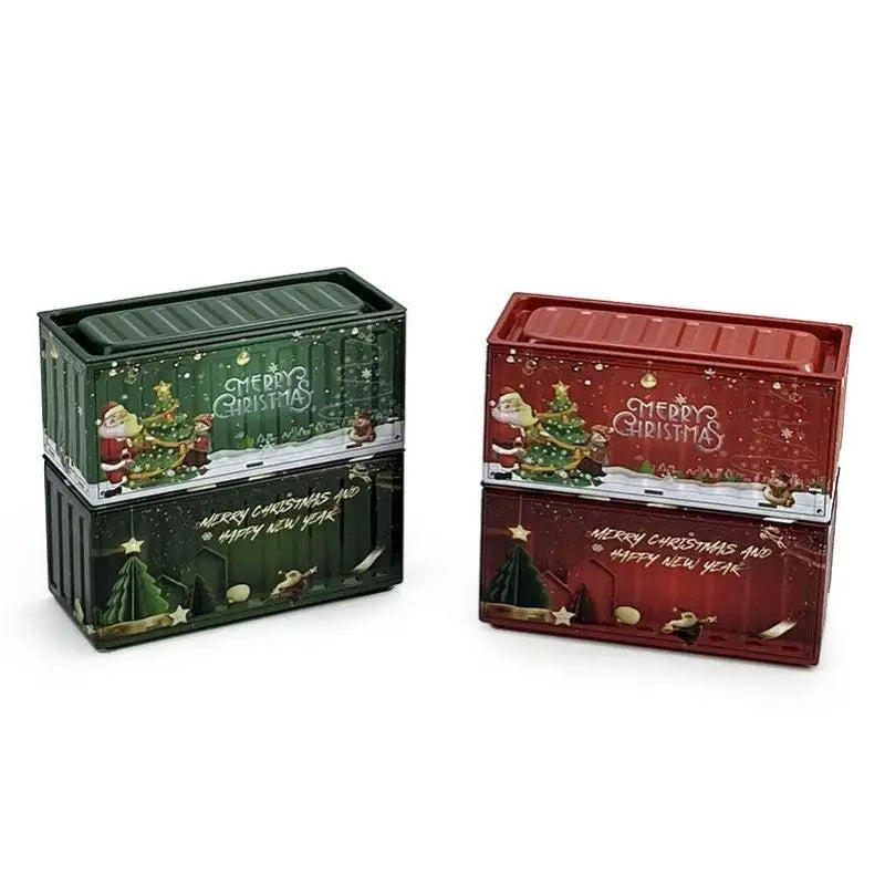 Christmas Tin Storage Box – Vintage Festive Metal Organizer Holiday Tin Storage Box Nixie