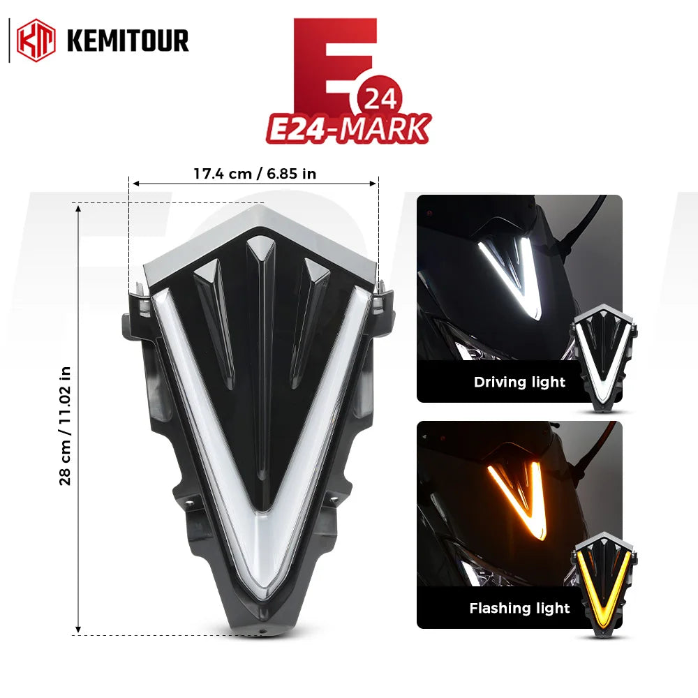 Yamaha TMAX 530 2015-2016 V-Shape LED DRL Front Lamp E-MARK Motorcycle DRL Lamp Nixie