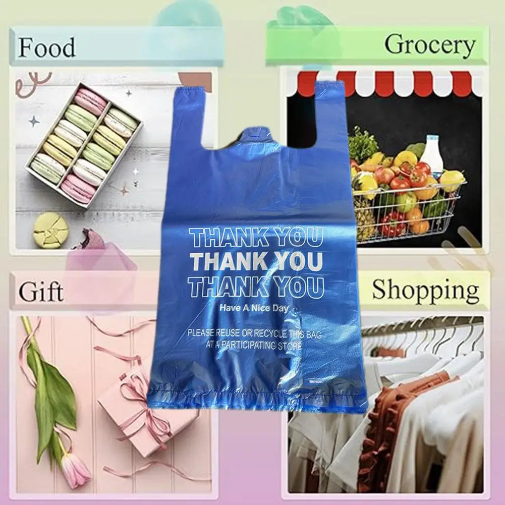 50Pcs Heavy Duty Plastic Grocery Bags with Handles – Thank You Plastic Shopping Bags Nixie