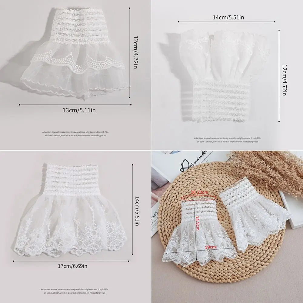 Victorian Lace Ruffled Detachable Wrist Cuffs | Fake Sleeves Detachable Wrist Cuffs Nixie
