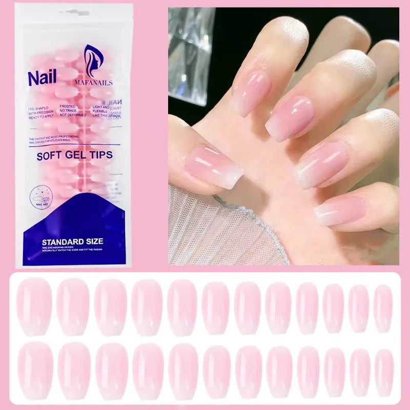 120Pcs Press On Nails Short Coffin French Glossy Pink Tips Press On Nails Nixie