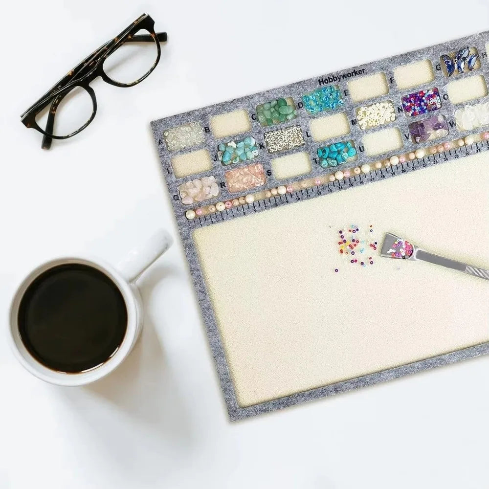 Felt Beading Tray with Scale Markings – Nonslip Bead Mat Beading Tray Mat Nixie