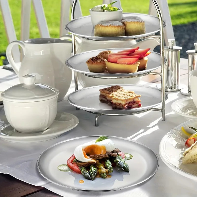 10-Piece Stainless Steel Plates Set – Dishwasher Safe & Non-Toxic Stainless Steel Plates Nixie