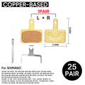 BUCKLOS 25-Pair Disc Brake Pads MT200 B01S Resin Metal Ceramic Disc Brake Pads Nixie Copper-Base-25PC