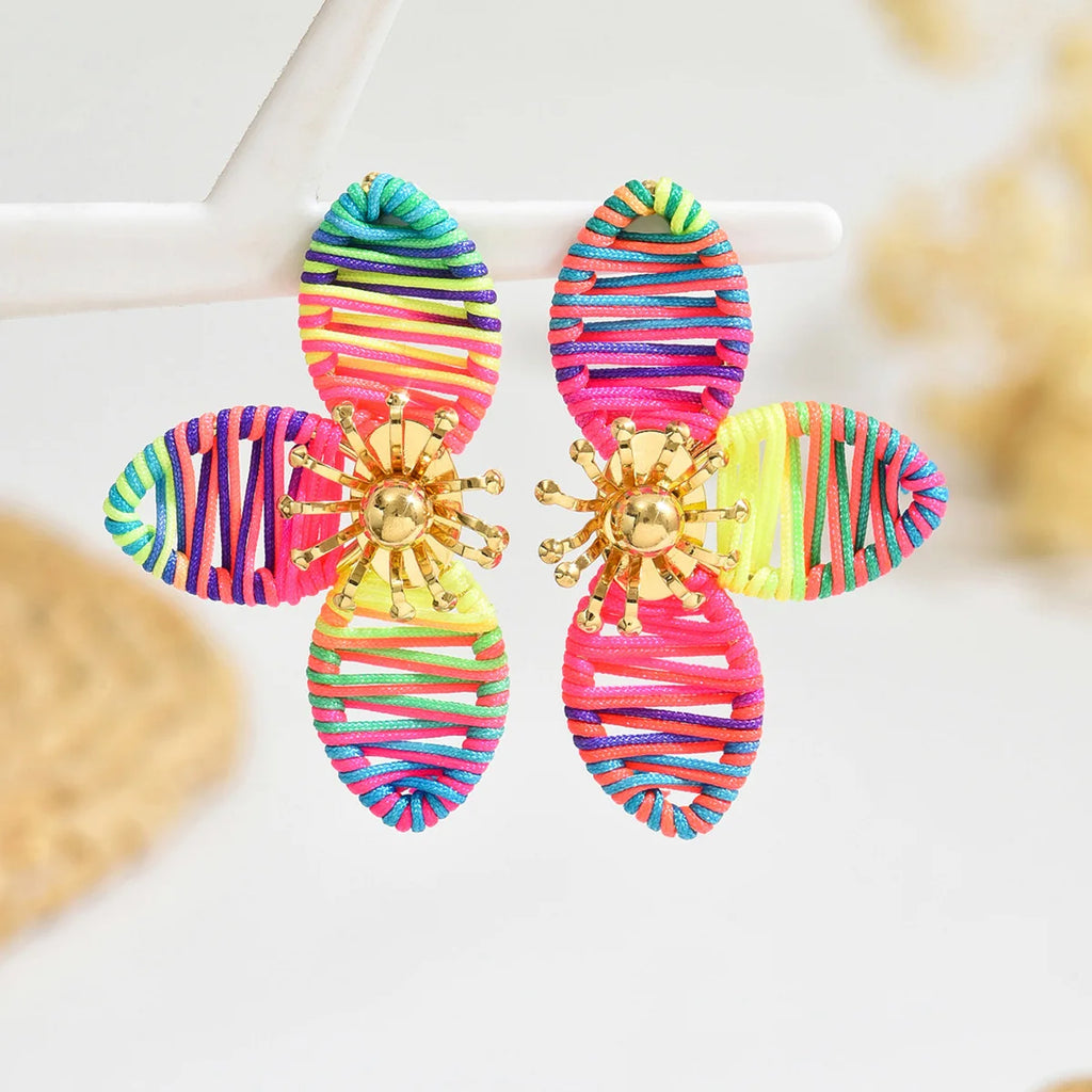 Boho Tassel Drop Earrings | Gold Floral Star Beach Jewelry Drop Earrings Nixie XL2131-5