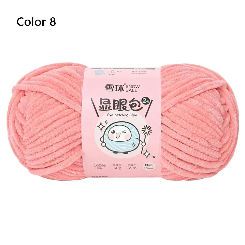 Soft Chenille Yarn 50g 59M 4.5mm – Shiny Chunky Knitting Yarn