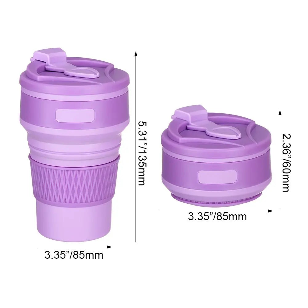 350ml Collapsible Silicone Travel Cup with Lid | Foldable Mug Collapsible Travel Mug Nixie
