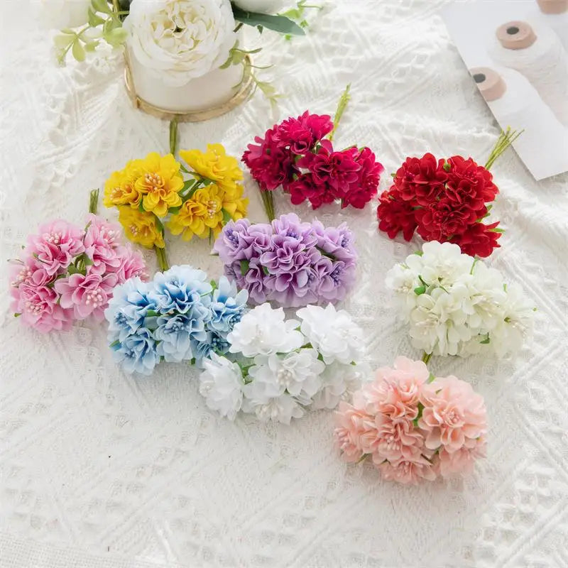Mini Artificial Silk Carnation Bouquet 6 Heads – DIY Decor